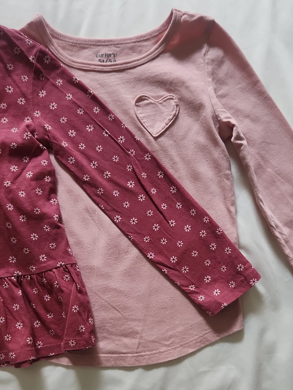 Carter's Pink & Mauve Long-Sleeve Floral and Heart Tee Set